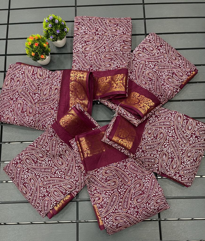 Soft Flower Tussar Silk Printed Non Catalog Sarees